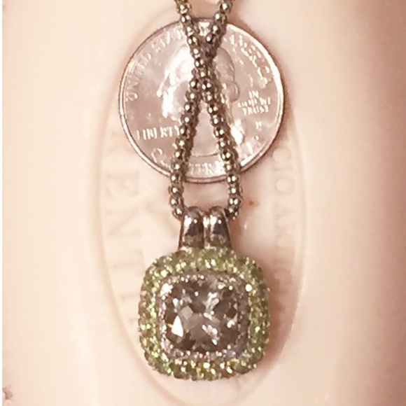 Green quartz and Peridot 925 Pendent Braided 925 Chain - Picture 3 of 12